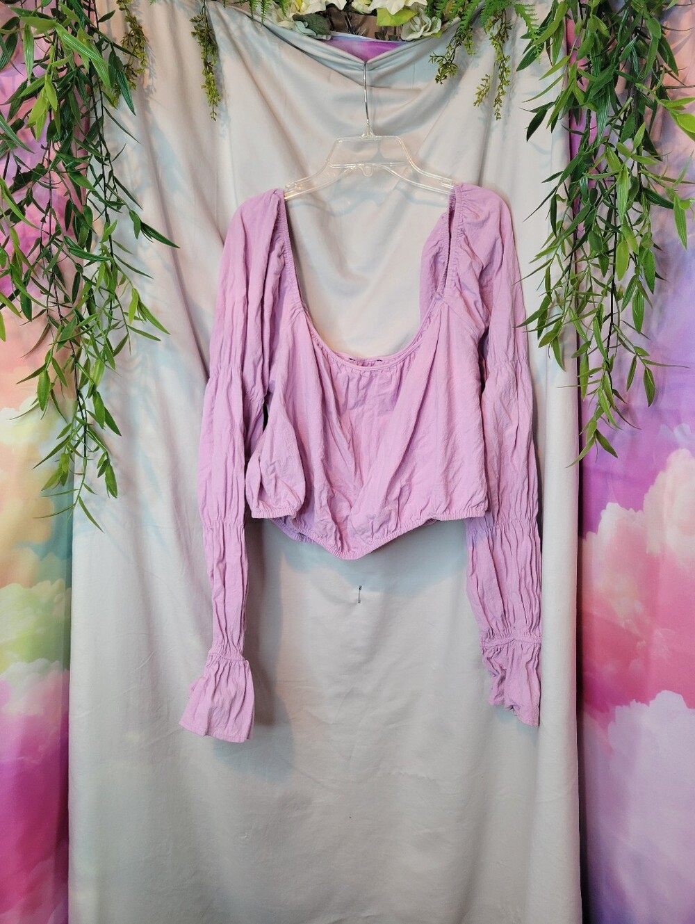 Cottagecire Fairy Lavender Puff Sleeve Crop Top